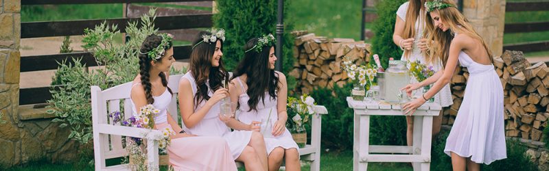 Girlfriends and bride celebrate hen party before the wedding